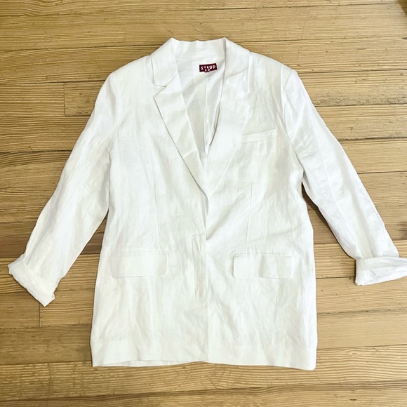 NWOT STAUD Linen Maxwell Blazer in White Sz M. - Picture 6 of 16